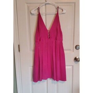 Free People Dress Womens Size 12 NWT Pink V Plunge Front Layered Flowy Skirt